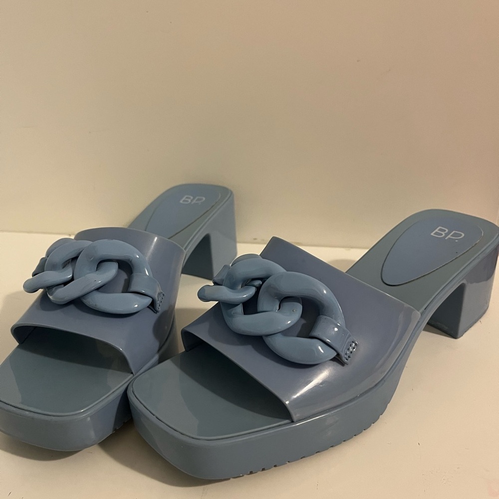 BP Blue Mules with Chunky Platform Heel - Picture 4 of 5